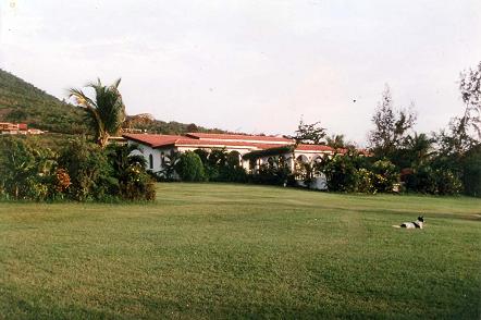 Spanish style villa on a meticulously manicured lawn in Statia